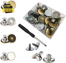 Jean Buttons No Sew 20 Sets Replacement Jean Buttons 17Mm Combo Copper Tack Butt