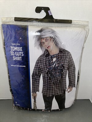 Adult Dark Side ZOMBIE 3D GUTS Costume SHIRT NEW Up To Size 42 Gore Dead 3-D
