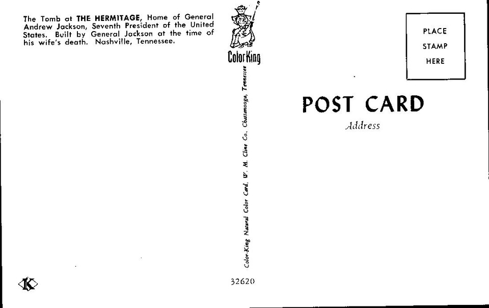 PostcardTomb The Hermitage Home of General Andrew Jackson Nashville