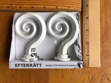 IKEA EFTERRATT Curtain Rod Finial Swirl Spiral Design White 1 Pair New 20403