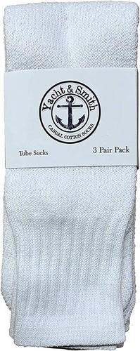 48PK 26 Inch Wholesale Women's Tube Socks, Women's Cotton Socks 9-11 (White) - Picture 2 of 4