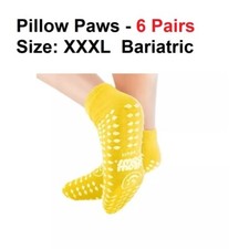 6 Pairs Non Skid Pillow Paws Risk Alert Bariatric Slipper Socks 3XL YELLOW