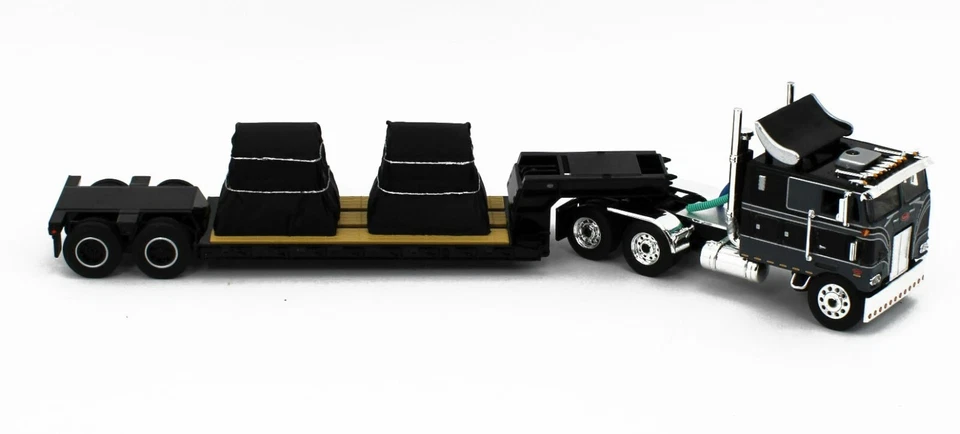 2023 DCP 1:64 *NEGRO Y GRIS* Peterbilt 352 COE 110" con Rogers Lowboy y carga *NUEVO EN CAJA* Foto 3 de 4