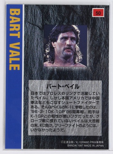 BART VALE (No.50) - 1997 K-1 GRAND PRIX Trading Card - Picture 3 of 3