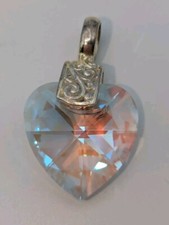 Beautiful Crystal Faceted Heart Pendant 925 Silver
