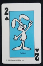 1981 General Mills Cereal Card Game Hearts Rabbit 2 Spades