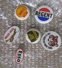 Job Lot of 6 PETROL GAS MOTOR OLI Vintage Rare & Retro Badges from 1950's 1960's