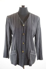 Joseph Ribkoff Womens Blazer Blazer 36 Black Striped Single Breasted Shawl D310