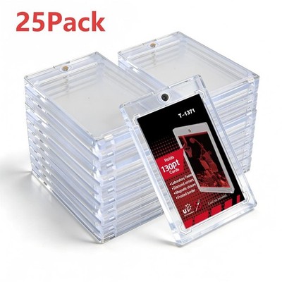 (Pack of 25）130 Point Magnetic Trading Sports Card Holders One-Touch Hard Case