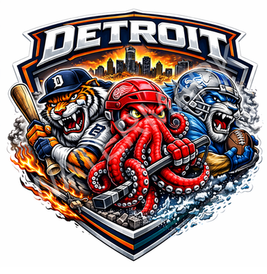 #ad Detroit Sports Mashup Laminated Vinyl Sticker Decal Tigers Lions Red Wings 01 $3.49