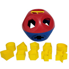 Vintage Tupperware Shape Sorter Ball Toy 10 Shapes Red Blue Yellow Toddler