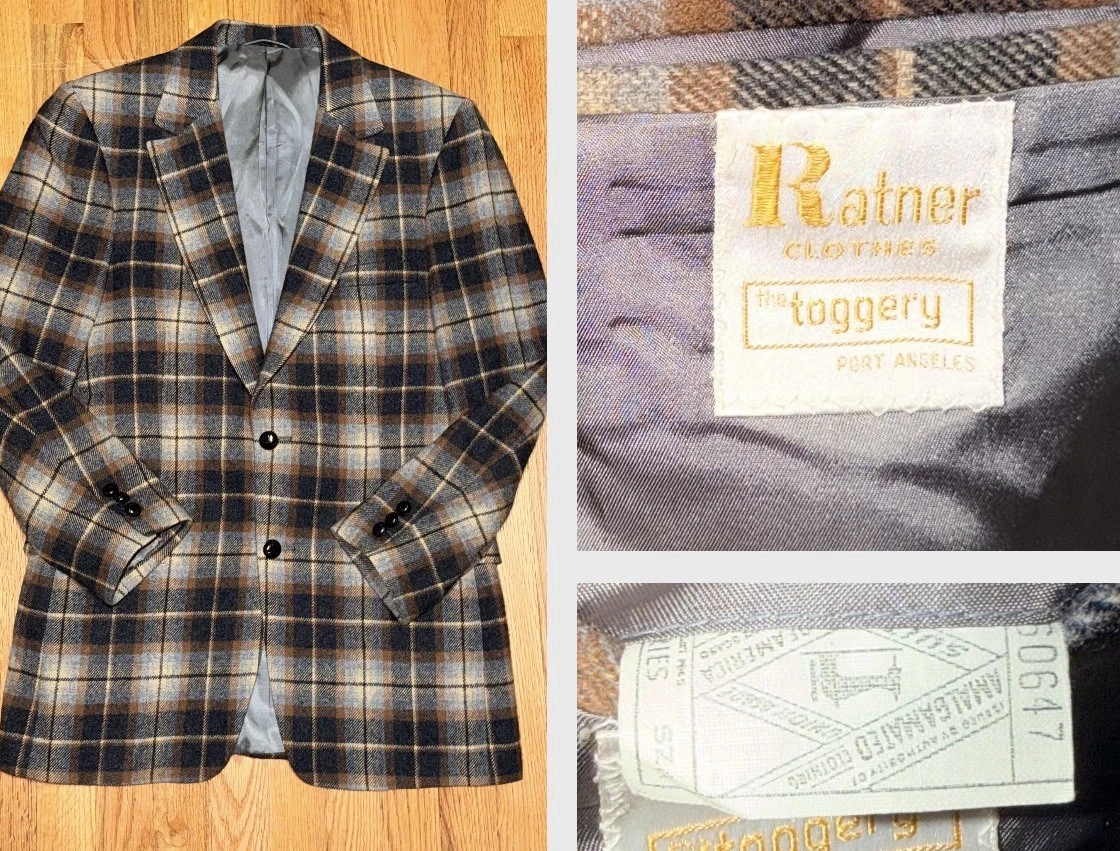 Multi-Color 1960s 100% Wool Vintage Suit Jackets & Blazers for Men