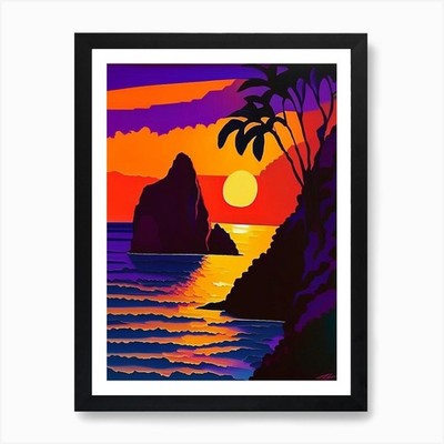 Matisse inspiriert Klippe Sonnenuntergang Kunst P gerahmtes Wandbild Poster Leinwanddruck Bild