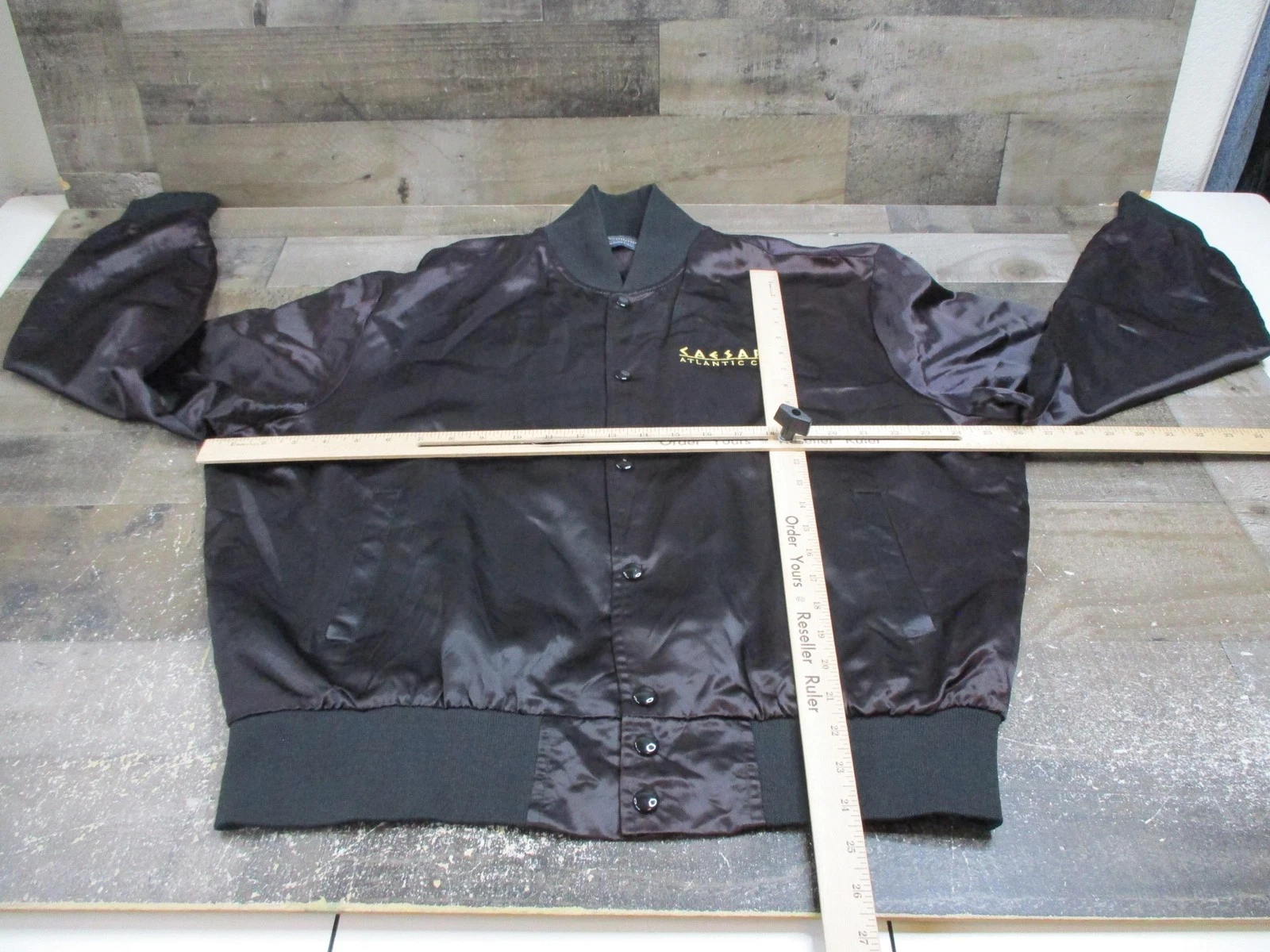 Vintage Caesars Casino Jacket Men XL Black Satin Atlantic City Emperors Club 80s - product detail image 10