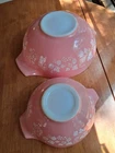 PYREX Vintage Pink Gooseberry Cinderella Mixing Bowl 444 + 442 EXCELL