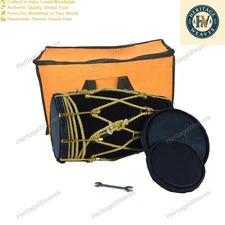New Professional Black velvet Dholak With Golden Fitting Instrument With Bag