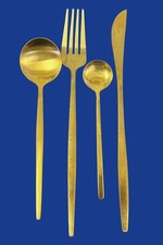 116 Piece Set of Gold Stainless Flatware