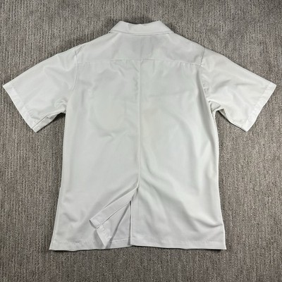 Vintage 60s-70s Full Zip Short Sleeve White Shirt Men's Sz 44