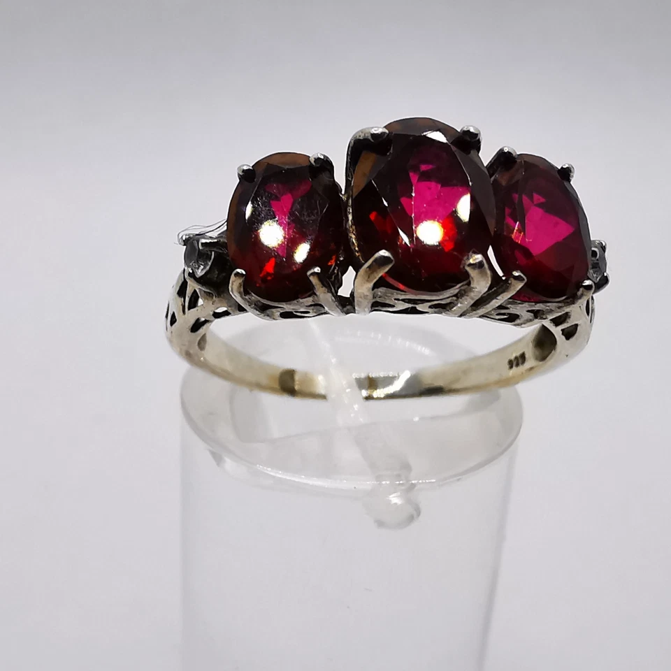 Schöne Edle Ring mit Granat und Zirkon Edelsteine 925 Silber Gr. 59 - Bild 2 von 4