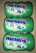 3 Mentos Pure Fresh Sugar Free Chewing Gum with Xylitol Spearmint 50 Pieces Each