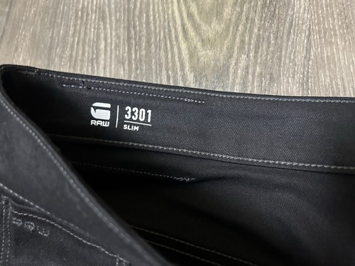 Jeans G-Star Raw Uomo 3301 Dritto Regular Tapered Fit Nero Taglia 38 X 36 - Foto 6 di 12