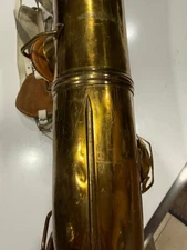 Conn 12M Transitional Art Deco Engraved Original Silver Plate Baritone Saxophone