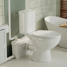 500W Macerating Toilet With 4 Water Inlet Two-piece Upflush Toilet for Basement