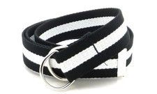 Canvas Web Belt D-Ring Buckle 1.25" Wide Metal Tip Multi-Color