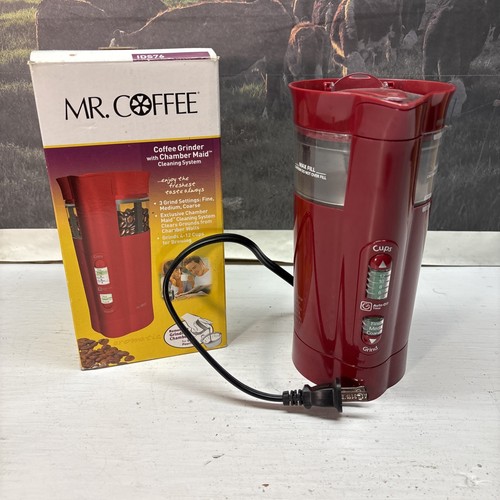 Mr. Coffee IDS76 Coffee Mill Electric Coffee Grinder Red 12 Cup Timer