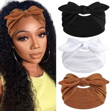 Bow Headbands for Women Wide Headbands Elastic Headwraps Knotted Hairband Rab...