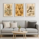 Funny Anthropomorphic Animal Art Set of 3 | Vintage Style Bathroom Decor Prints