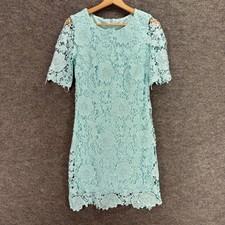 Studio One Dress Women 4 Blue Floral Shift Midi Crochet Zipper Lined Casual