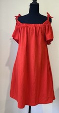 Mango Basics Red Off Shoulder Short Sleeve Tie Shoulder Sundress Size S