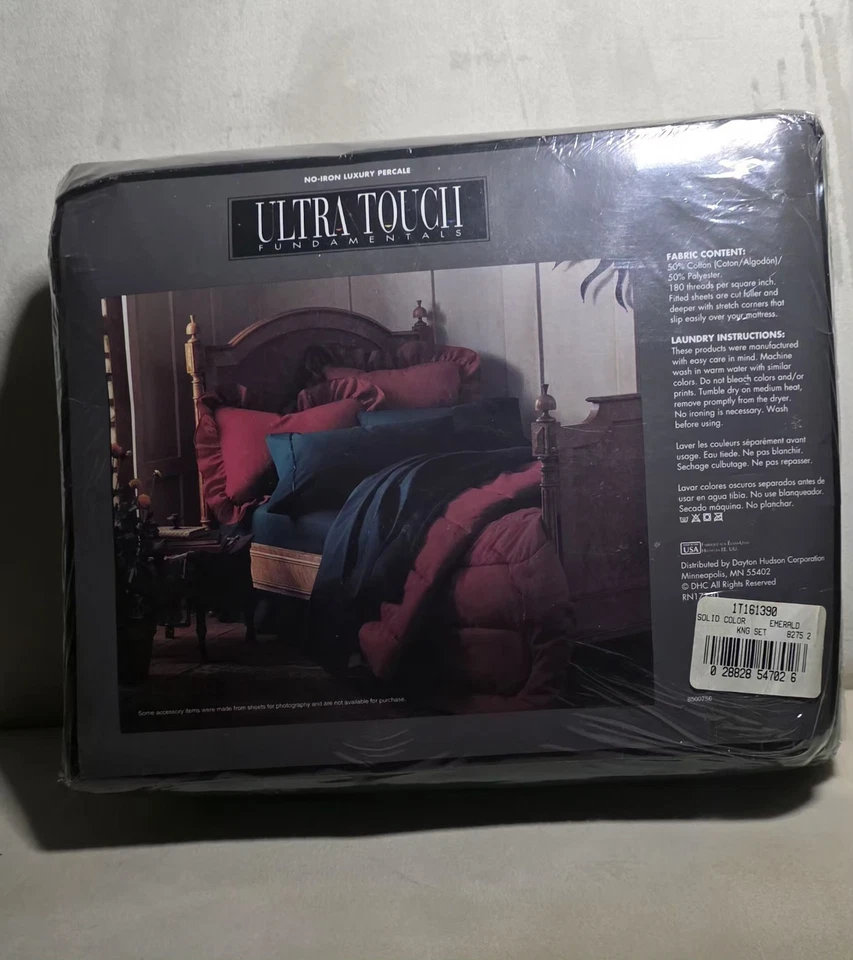 Juego de Sábanas King Esquina Profunda 4 Piezas Verde Esmeralda Borde Satinado Ultra Táctil 180 Ct Foto 2 de 4