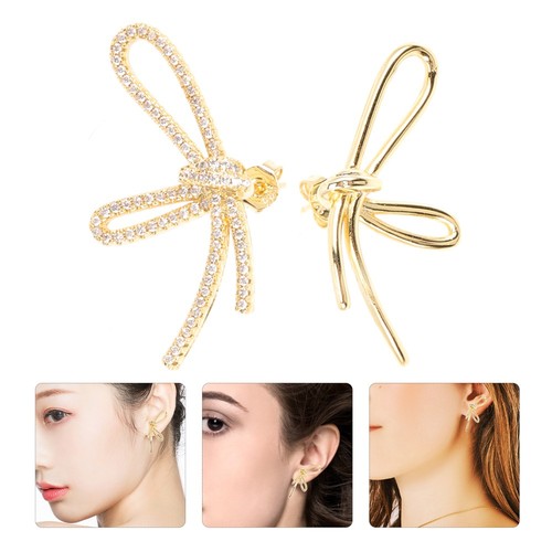 Boucles D'oreilles Puces Darina Noeud Or Jaune Oxyde De Zirconium