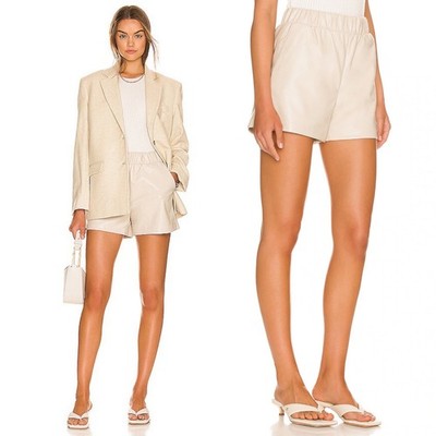 NWT ANINE BING Sofia Short in Beige Vegan Leather Size XS Chic Sexy