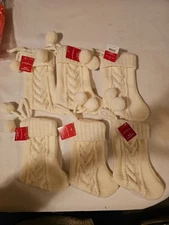 Lot Of 6! Wondershop Ivory Cable Knit Mini Christmas Stocking NWT! FREE SHIPPING