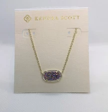 New Kendra Scott Elisa Gold Pendant Necklace In Multi Color Drusy
