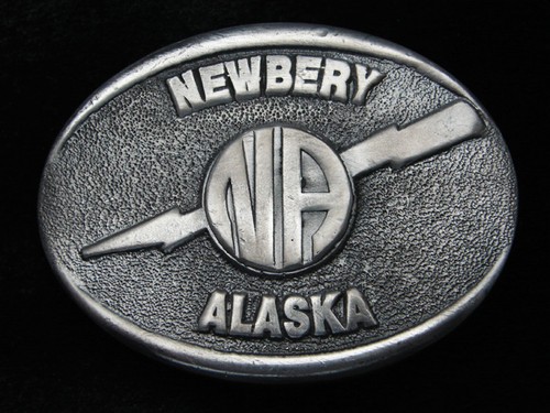 RC15124 VINTAGE 1970s **NEWBERY ALASKA** COMMEMORATIVE PEWTER BELT BUCKLE