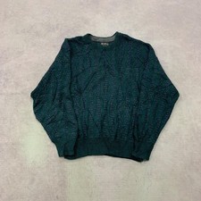 Vintage Knitted Jumper abstract patterned grandad knit sweater Men's M