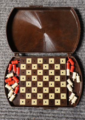 Vintage Lowe Travel Chess Set  Circa 1945 - Missing Pieces