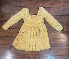 Womens Juniors XL American Eagle Mini Dress Yellow Cottage Y2K Coquette Boho