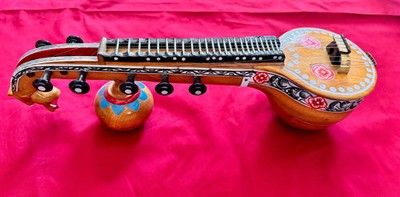 Rare Saraswati Bobbili Veena Model: Jackfruit Wood, Indian Instrument (9in and 