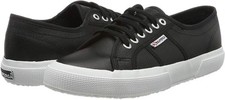 Image of Superga 2750 Efglu Black White Womens Leather Trainers