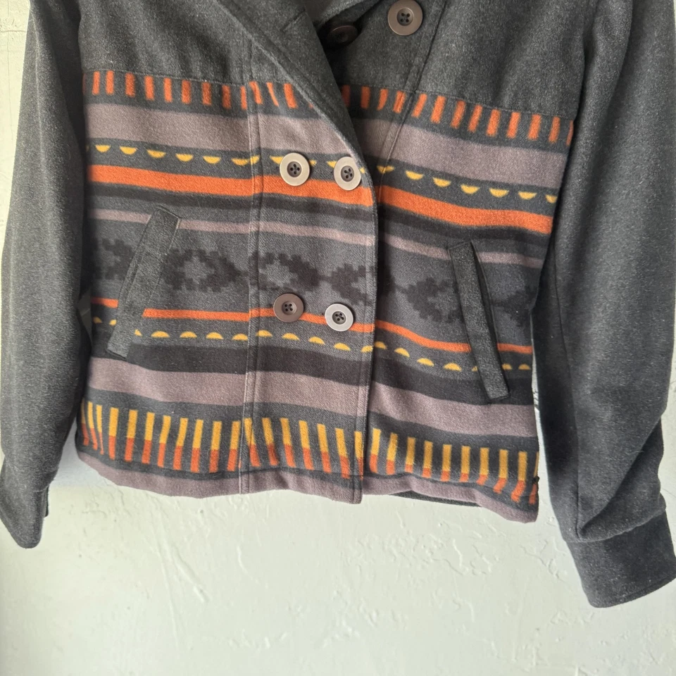 Jaqueta O'Neill ocidental pequena listra asteca com capuz botão Peacoat Southwest - Imagem 3 de 4