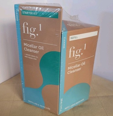Fig.1 Micellar Oil Cleanser Starter Kit + Refill 3.4oz ea NEW 6.8oz/200ml total