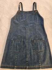 Vintage Y2K 90's GAP Women's Strappy Mini Dress Denim 100% Cotton Shift Size L