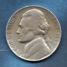 1946 S Jefferson Nickel Circulated Mintage: 13,560,000