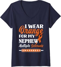 I Wear Orange For My Mom Multiple Sclerosis Support Ladies' V-Neck Tshirt