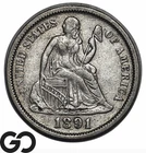 1891 Seated Liberty Dime Unc Details
